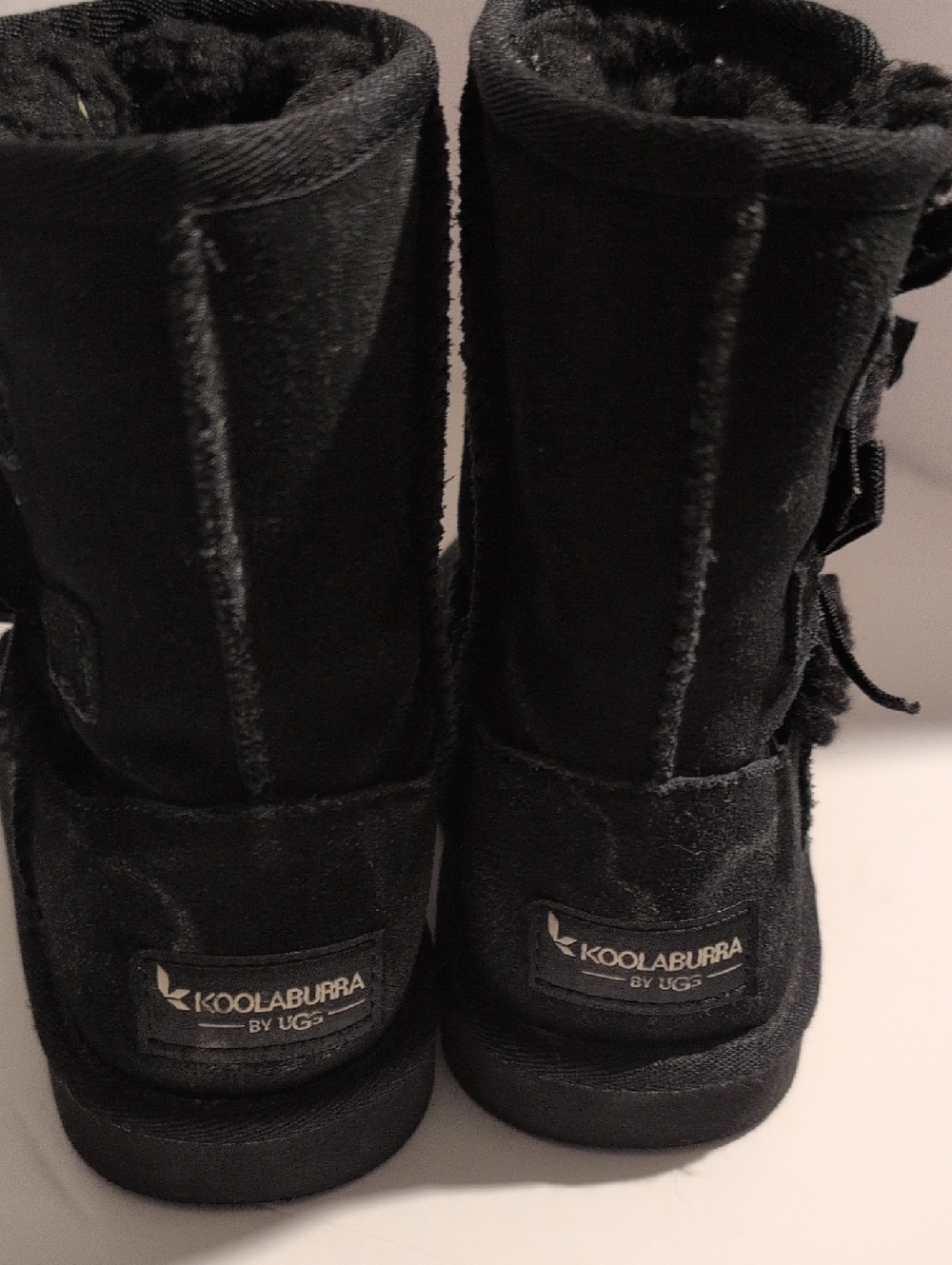 Koolaburra Kids Black Suede Back-Bow Winter Boots